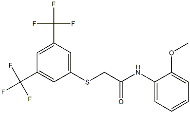 N1-(2-methoxyphenyl)-2-{[3,5-di(trifluoromethyl)phenyl]thio}acetamide Struktur