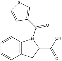 1-(thiophen-3-ylcarbonyl)-2,3-dihydro-1H-indole-2-carboxylic acid Struktur