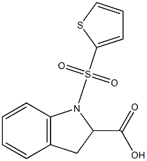 1-(thiophene-2-sulfonyl)-2,3-dihydro-1H-indole-2-carboxylic acid Struktur