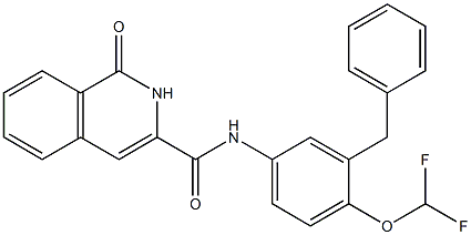 3-Isoquinolinecarboxamide,  N-[4-(difluoromethoxy)-3-(phenylmethyl)phenyl]-1,2-dihydro-1-oxo- Struktur