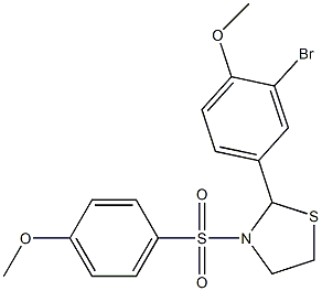 2-(3-bromo-4-methoxyphenyl)-3-[(4-methoxyphenyl)sulfonyl]-1,3-thiazolidine Struktur
