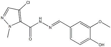 4-chloro-N'-(4-hydroxy-3-methoxybenzylidene)-1-methyl-1H-pyrazole-5-carbohydrazide Struktur