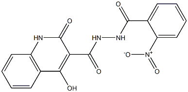 4-hydroxy-N'-({2-nitrophenyl}carbonyl)-2-oxo-1,2-dihydroquinoline-3-carbohydrazide Struktur