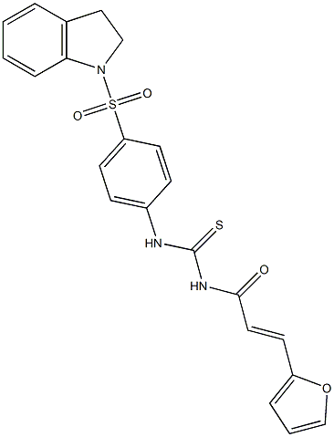 N-[4-(2,3-dihydro-1H-indol-1-ylsulfonyl)phenyl]-N'-[(E)-3-(2-furyl)-2-propenoyl]thiourea Struktur