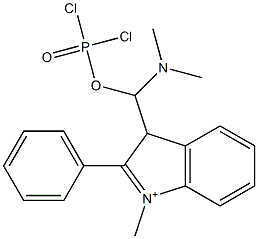 3-[(Dichlorophosphinoyloxy)(dimethylamino)methyl]-1-methyl-2-phenyl-3H-indolium Struktur