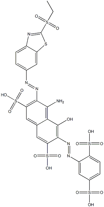 4-Amino-6-[(2,5-disulfophenyl)azo]-3-[[2-(ethylsulfonyl)-6-benzothiazolyl]azo]-5-hydroxy-2,7-naphthalenedisulfonic acid Struktur