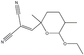 (2,5-Dimethyl-6-ethoxytetrahydro-2H-pyran-2-yl)methylenemalononitrile Struktur