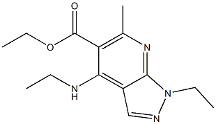 1-Ethyl-4-(ethylamino)-6-methyl-1H-pyrazolo[3,4-b]pyridine-5-carboxylic acid ethyl ester Struktur