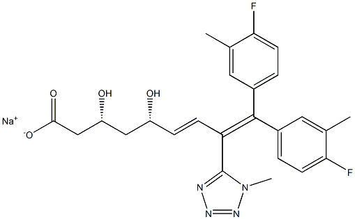(3R,5S,6E)-9,9-Bis(4-fluoro-3-methylphenyl)-3,5-dihydroxy-8-(1-methyl-1H-tetrazol-5-yl)-6,8-nonadienoic acid sodium salt Structure