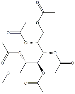 6-O-Methyl-1-O,2-O,3-O,4-O,5-O-pentaacetyl-L-glucitol Struktur