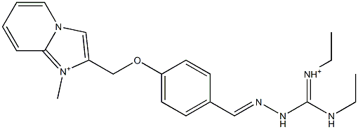 1-Methyl-2-[4-[2-[ethyliminio(ethylamino)methyl]hydrazonomethyl]phenoxymethyl]imidazo[1,2-a]pyridin-1-ium Struktur