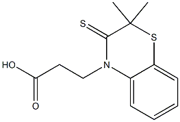 2,3-Dihydro-2,2-dimethyl-3-thioxo-4H-1,4-benzothiazine-4-propionic acid Struktur