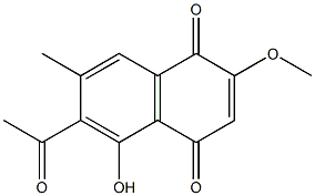 6-acetyl-5-hydroxy-2-methoxy-7-methyl-naphthalene-1,4-dione Struktur