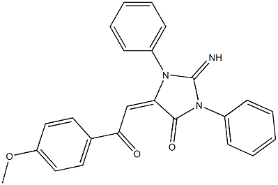 2-imino-5-[2-(4-methoxyphenyl)-2-oxoethylidene]-1,3-diphenylimidazolidin-4-one Struktur