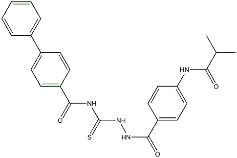 N-({2-[4-(isobutyrylamino)benzoyl]hydrazino}carbothioyl)[1,1'-biphenyl]-4-carboxamide Struktur