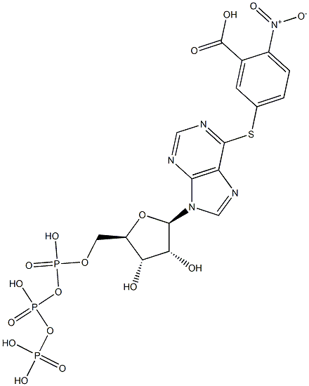 6-((3-carboxy-4-nitrophenyl)thio)-9 beta-D-ribofuranosylpurine 5'-triphosphate Struktur