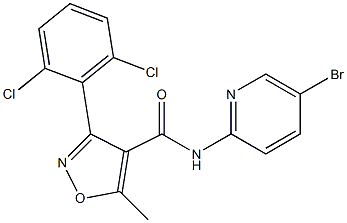 N4-(5-bromo-2-pyridyl)-3-(2,6-dichlorophenyl)-5-methyl-4-isoxazolecarboxamide Struktur
