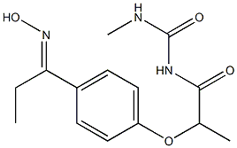 1-(2-{4-[1-(hydroxyimino)propyl]phenoxy}propanoyl)-3-methylurea Struktur