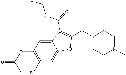 ethyl 5-(acetyloxy)-6-bromo-2-[(4-methyl-1-piperazinyl)methyl]-1-benzofuran-3-carboxylate Struktur