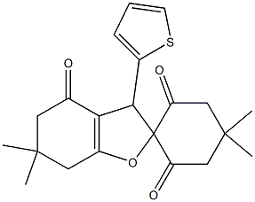 5',5',6,6-tetramethyl-3-(2-thienyl)-3,5,6,7-tetrahydrospiro[1-benzofuran-2,2'-cyclohexane]-1',3',4(2H)-trione Struktur