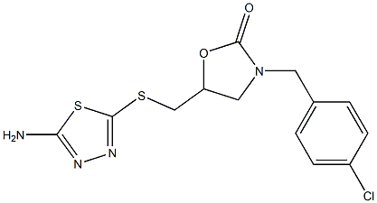 5-{[(5-amino-1,3,4-thiadiazol-2-yl)sulfanyl]methyl}-3-(4-chlorobenzyl)-1,3-oxazolidin-2-one Structure