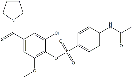 2-chloro-6-methoxy-4-(1-pyrrolidinylcarbothioyl)phenyl 4-(acetylamino)benzenesulfonate Struktur