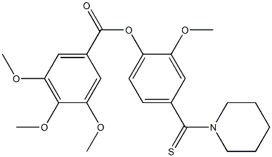 2-methoxy-4-(1-piperidinylcarbothioyl)phenyl 3,4,5-trimethoxybenzoate Struktur