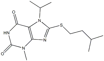 8-(isopentylsulfanyl)-7-isopropyl-3-methyl-3,7-dihydro-1H-purine-2,6-dione Struktur