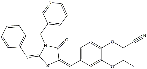 (2-ethoxy-4-{[4-oxo-2-(phenylimino)-3-(3-pyridinylmethyl)-1,3-thiazolidin-5-ylidene]methyl}phenoxy)acetonitrile Struktur