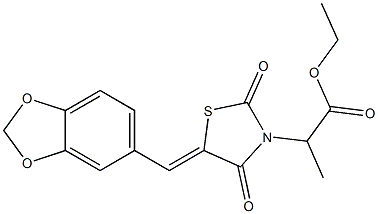 ethyl 2-[5-(1,3-benzodioxol-5-ylmethylene)-2,4-dioxo-1,3-thiazolidin-3-yl]propanoate Struktur