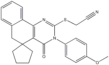 3-(4-methoxyphenyl)-2-[(cyanomethyl)sulfanyl]-4-oxo-3,4,5,6-tetrahydrospiro(benzo[h]quinazoline-5,1'-cyclopentane) Struktur