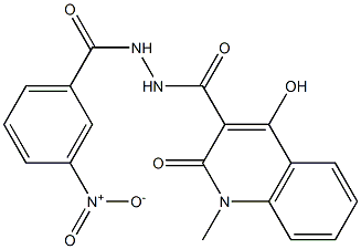 4-hydroxy-N'-({3-nitrophenyl}carbonyl)-1-methyl-2-oxo-1,2-dihydroquinoline-3-carbohydrazide Struktur