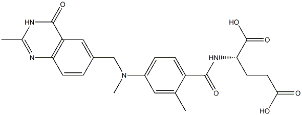 (2S)-2-[2-Methyl-4-[N-[(3,4-dihydro-2-methyl-4-oxoquinazolin)-6-ylmethyl]-N-methylamino]benzoylamino]glutaric acid Struktur