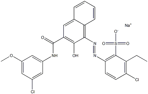 3-Chloro-2-ethyl-6-[[3-[[(3-chloro-5-methoxyphenyl)amino]carbonyl]-2-hydroxy-1-naphtyl]azo]benzenesulfonic acid sodium salt Struktur
