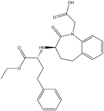 (2R)-4-Phenyl-2-[[[(3R)-2,3,4,5-tetrahydro-2-oxo-1-(hydroxycarbonylmethyl)-1H-1-benzazepin]-3-yl]amino]butyric acid ethyl ester Struktur
