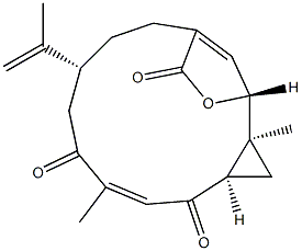 (1R,2S,4R,10R)-2,7-Dimethyl-10-(1-methylethenyl)-15-oxatricyclo[11.2.1.02,4]hexadeca-6,13(16)-diene-5,8,14-trione Struktur