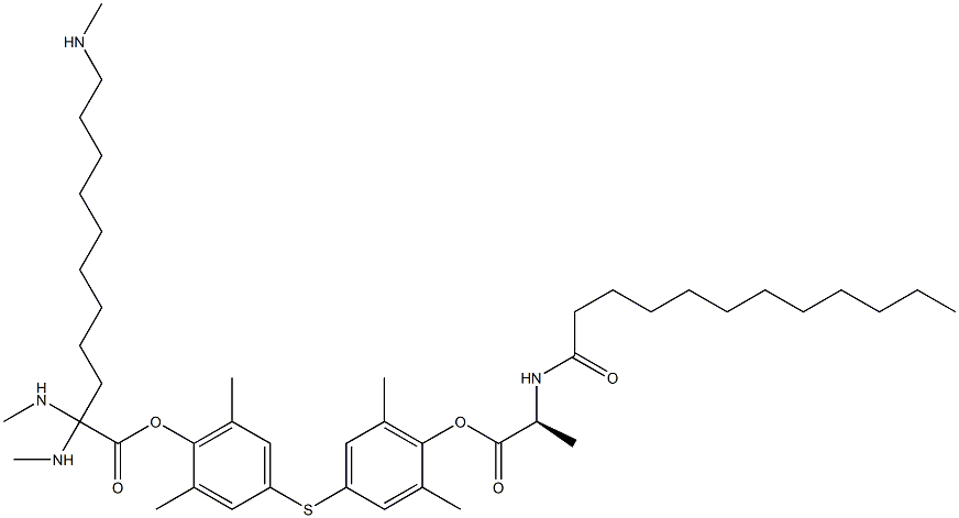 N-Dodecanoyl-L-alanine 4-[4-[11-(trimethylaminio)undecanoyloxy]-3,5-dimethylphenylthio]-2,6-dimethylphenyl ester Struktur