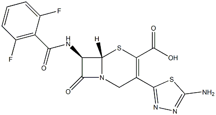 (7R)-7-[(2,6-Difluorobenzoyl)amino]-3-(5-amino-1,3,4-thiadiazol-2-yl)cepham-3-ene-4-carboxylic acid Struktur