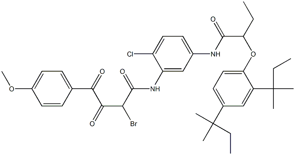 N-[3-[2-Bromo-3-(4-methoxybenzoyl)-1,3-dioxopropylamino]-4-chlorophenyl]-2-(2,4-di-tert-pentylphenoxy)butyramide Struktur