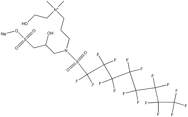 3-[[(Heptadecafluorooctyl)sulfonyl][2-hydroxy-3-[(sodiooxy)sulfonyl]propyl]amino]-N-(2-hydroxyethyl)-N,N-dimethyl-1-propanaminium Struktur