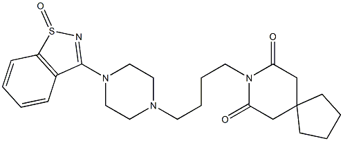 3-[4-[4-(7,9-Dioxo-8-azaspiro[4.5]decan-8-yl)butyl]-1-piperazinyl]-1,2-benzisothiazole 1-oxide Struktur