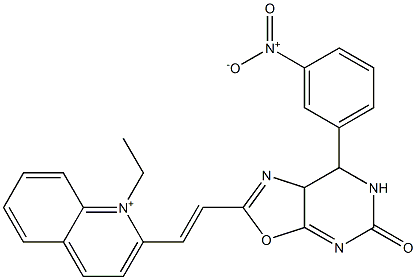 1-Ethyl-2-[2-[[5,6,7,7a-tetrahydro-5-oxo-7-(3-nitrophenyl)oxazolo[5,4-d]pyrimidin]-2-yl]ethenyl]quinolinium Struktur