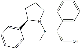 (2R)-2-Phenyl-1-[N-methyl-N-[(1R)-2-hydroxy-1-phenylethyl]amino]pyrrolidine Struktur