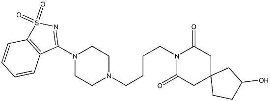 3-[4-[4-(2-Hydroxy-7,9-dioxo-8-azaspiro[4.5]decan-8-yl)butyl]-1-piperazinyl]-1,2-benzisothiazole 1,1-dioxide Struktur