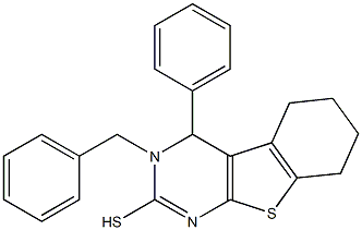 3,4,5,6,7,8-Hexahydro-3-benzyl-4-phenyl[1]benzothieno[2,3-d]pyrimidine-2-thiol Struktur