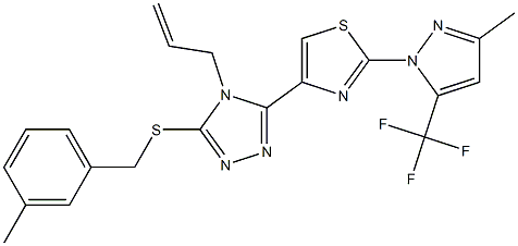 4-allyl-3-[(3-methylbenzyl)sulfanyl]-5-{2-[3-methyl-5-(trifluoromethyl)-1H-pyrazol-1-yl]-1,3-thiazol-4-yl}-4H-1,2,4-triazole Struktur