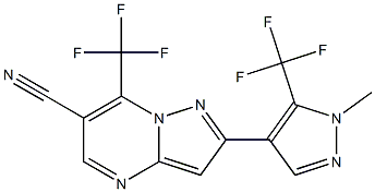 2-[1-methyl-5-(trifluoromethyl)-1H-pyrazol-4-yl]-7-(trifluoromethyl)pyrazolo[1,5-a]pyrimidine-6-carbonitrile Struktur