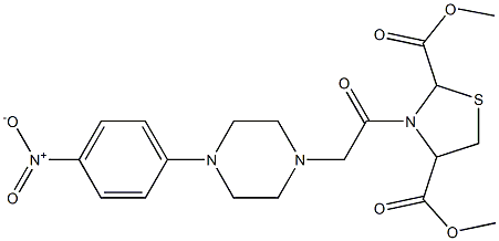 dimethyl 3-{2-[4-(4-nitrophenyl)piperazino]acetyl}-1,3-thiazolane-2,4-dicarboxylate Structure