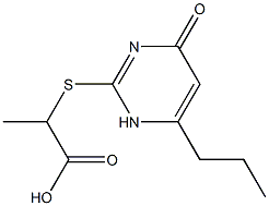 2-[(4-oxo-6-propyl-1,4-dihydropyrimidin-2-yl)thio]propanoic acid Struktur
