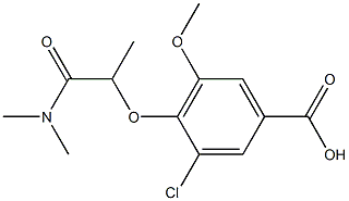 3-chloro-4-[1-(dimethylcarbamoyl)ethoxy]-5-methoxybenzoic acid Struktur